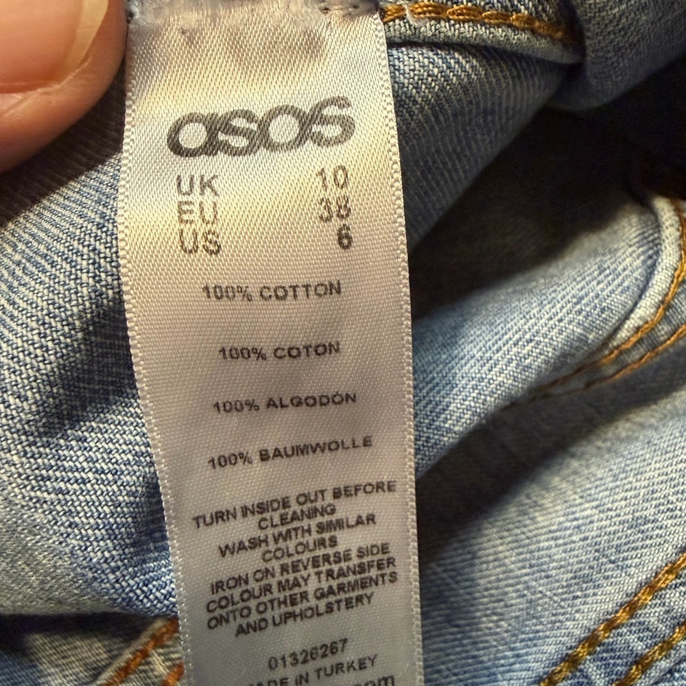 EUC Grunge Distressed ASOS Blue Women's Denim Jacket Size 6 - Picture 11 of 11
